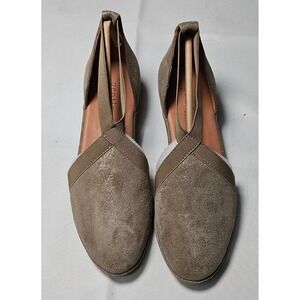 Gentle Souls Natalia Ballet Flats Taupe Metallic Suede Wedge Women's 6 M NEW